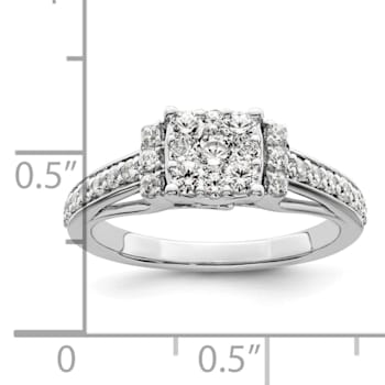 Rhodium Over 14K White Gold Lab Grown Diamond VS/SI GH, Cluster Ring 0.739ctw