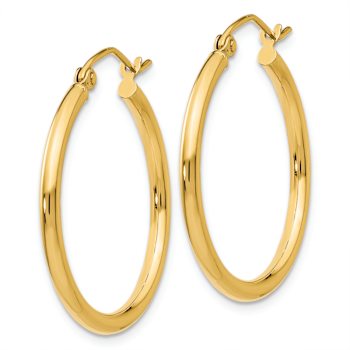 14k Yellow Gold Polished 1" Tube Hoop Earrings