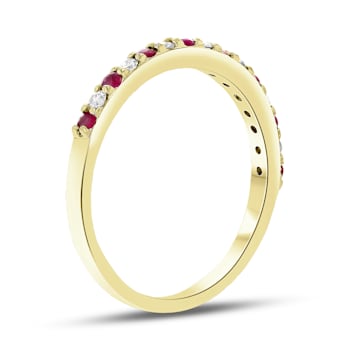Ruby and Diamond 14k Yellow Gold Anniversary Band Ring 0.35ctw