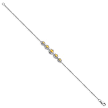 Rhodium Over 14k White Gold Marquise Citrine Bracelet