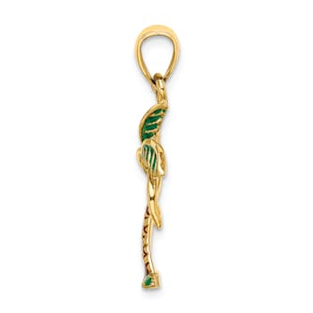 14k Yellow Gold Enamel Palm Tree Charm