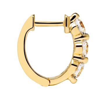 White Cubic Zirconia 14k Yellow Gold Hoops With Velvet Gift Box 0.50ctw