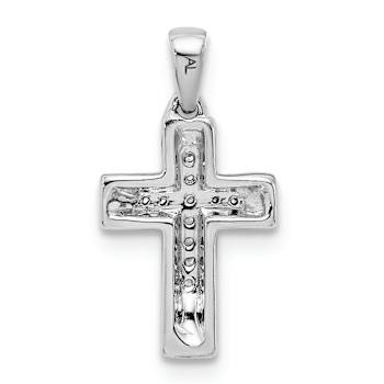 Rhodium Over 14k White Gold Diamond Cross Pendant