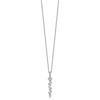 Rhodium Over Sterling Silver Polished Fancy Cubic Zirconia With 2 Inch
Extension Necklace