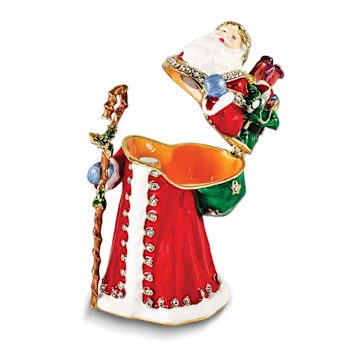 NOBLE Santa with Gifts & Staff Trinket Box