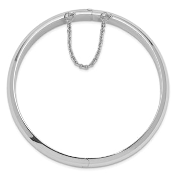 Rhodium Over Sterling Silver 9.00mm Fancy Hinged Bangle Bracelet