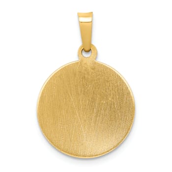 14K Yellow Gold Polished and Satin St Patrick Medal Hollow Pendant