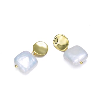 Pear Shape Freshwater Pearl Drop Earrings In 14K Gold Over Sterling Silver