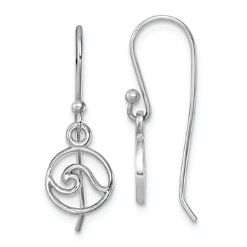 Rhodium Over Sterling Silver Polished Wave Dangle Earrings