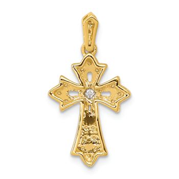 14K Two-tone Gold Diamond Fancy Cross Pendant