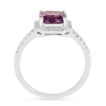 Purple Amethyst with Moissanite Accents Rhodium Over Sterling Silver
Asscher Cut Ring