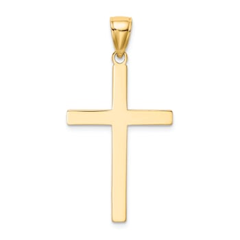 14k Yellow Gold Solid Reversible Latin Cross Pendant