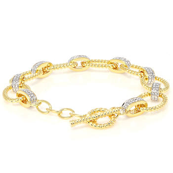 Diamond Station Link Bracelet With Rope Design