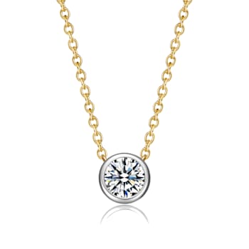 Bezel-Set CZ Station Necklace In 14K Gold Over Brass