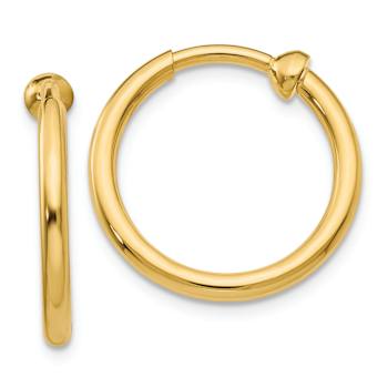 14k Yellow Gold 9/16" Non-Pierced Hoop Earrings