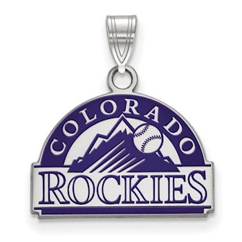 Rhodium Over Sterling Silver MLB LogoArt Colorado Rockies Enamel Pendant