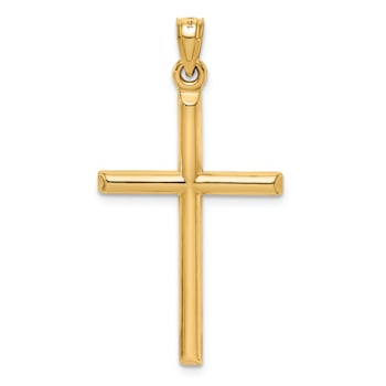 14k Yellow Gold Diamond-Cut Cross Pendant