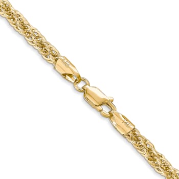 14K Yellow Gold 3.3mm Diamond-cut Semi-solid Chain Necklace