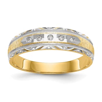 14K Yellow Gold AA Quality Mens Wedding Band