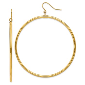14K Yellow Gold 1 15/16" Tube Hoop Dangle Earrings