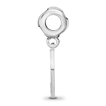 Rhodium Over Sterling Silver LogoArt Gamma Phi Beta Crescent Moon Heart Bead