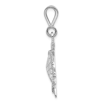 Rhodium Over 14k White Gold Solid Polished and Textured Open-Backed Sea
Turtle Pendant