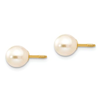 14K Yellow Gold Reversible Freshwater Cultured Pearl and Bead Earrings