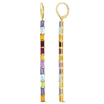 Multi Gem 14K Yellow Gold Earrings 7.82ctw