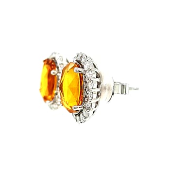 8.85 Ctw Yellow Sapphire and 1.50 Ctw Diamond Earring in 18K WG