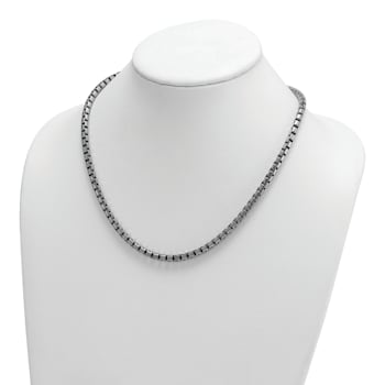 Rhodium Over Sterling Silver Polished 5.0mm Box 30 Inch Chain