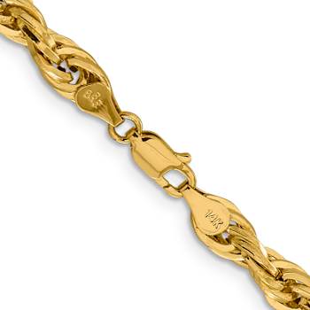 14k Yellow Gold 5.4mm Rope Link 20 Inch Chain