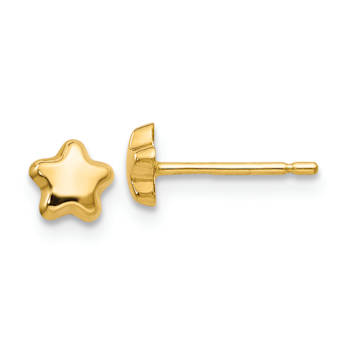 14k Yellow Gold Polished 5mm Star Stud Earrings
