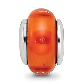 Sterling Silver Orange Hand-blown Glass Bead