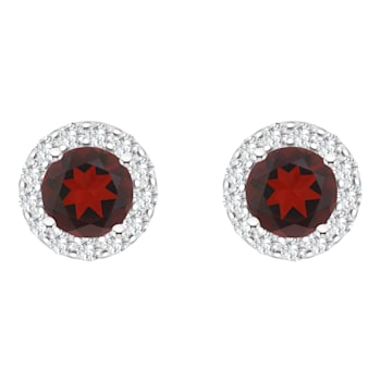 7mm Round Garnet And White Topaz Accent Rhodium Over Sterling Silver
Halo Stud Earrings