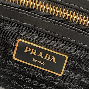Prada Black Canvas Jacquard Logo Leather Trim Small Satchel