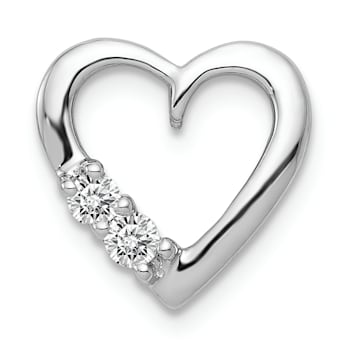 Rhodium Over 14k White Gold Diamond Heart Chain Slide Pendant