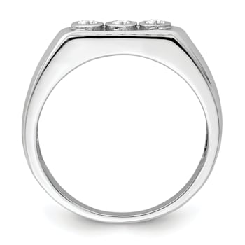 Rhodium Over 14K White Gold Lab Grown Diamond Men's Ring