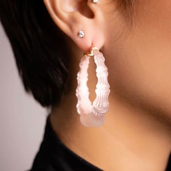 14K Yellow Gold Over Sterling Silver Acrylic and Enamel Bamboo Illusion
Hoops in Ballerina Slipper