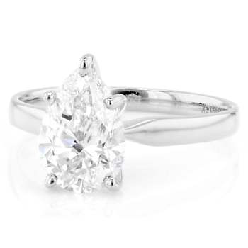Lab-Grown Diamond Pear Shape Solitaire Ring In 14K White Gold 2.00ct