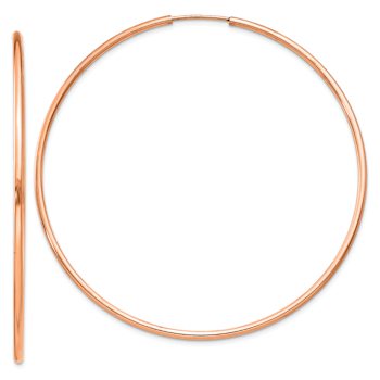 14k Rose Gold 2 1/4" Polished Endless Hoop Earrings