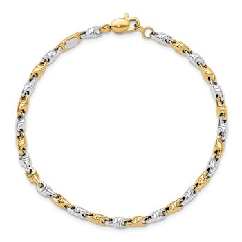 14k Two-tone Gold Polished Fancy Link Bracelet