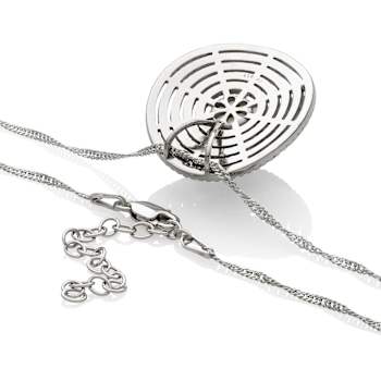 Sterling Silver Freshwater Pearl and Cubic Zirconia  Pendant with
Singapore Chain