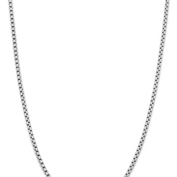 Rhodium Over 14k White Gold 3.6mm Round Box Link 20 Inch Chain