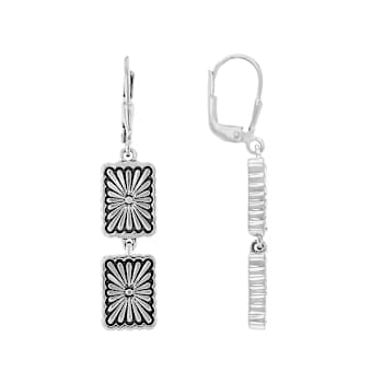 Sterling Silver Floral Dangle Earrings