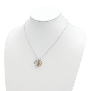 Sterling Silver and Gold-tone Polished Sun and Moon Necklace