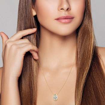 Rachel Zoe Oval CZ Solitaire Pendant Necklace in 14K Gold Over Sterling Silver