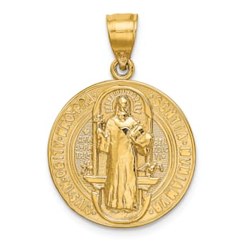 14K Yellow Gold San Benito 2 Sided Round Pendant