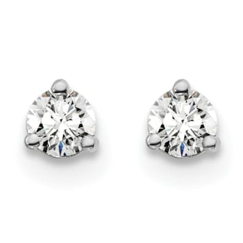 14K White Gold Lab Grown Diamond 1/5ctw VS/SI GH Screw Back 3-Prong Earrings