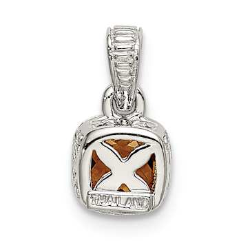 Rhodium Over Sterling Silver with 14k Accent Citrine Pendant