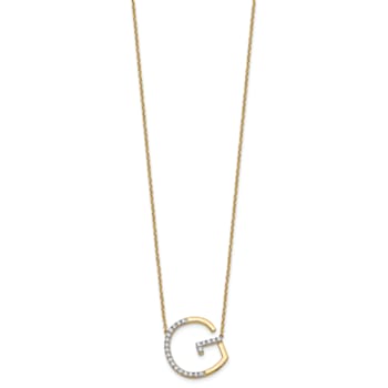 14k Yellow Gold and Rhodium Over 14k Yellow Gold Sideways Diamond
Initial G Pendant 18 Inch Necklace